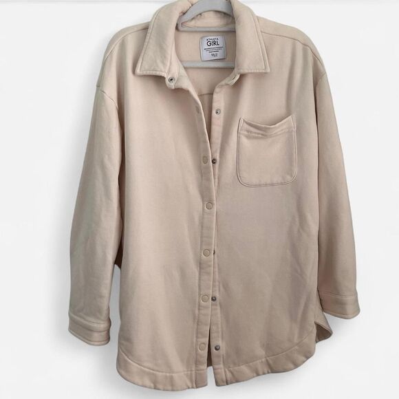 Athleta Girl RetroActive Oversized Shacket Cream Neutral Streetwear sz 16 - Picture 2 of 8